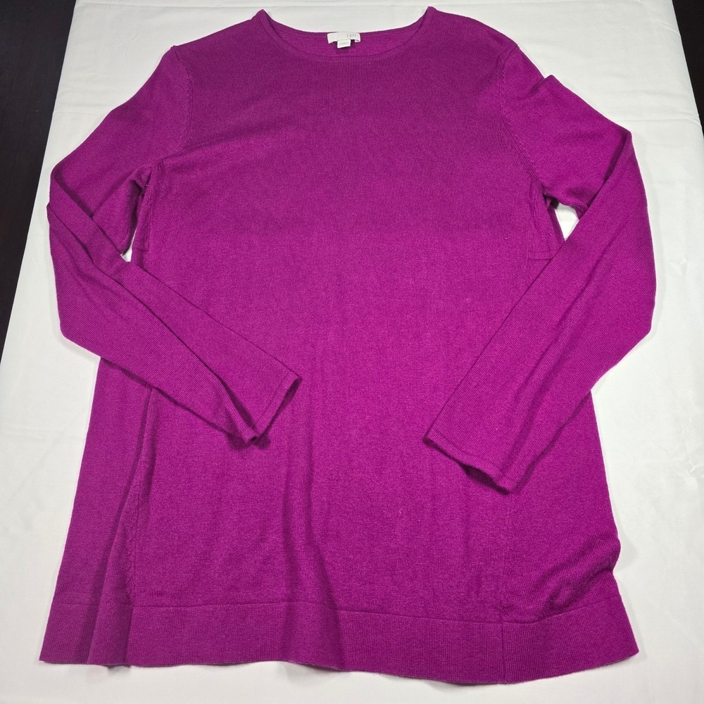 J. Jill Magenta Purple Cotton‎ Blend Crew Neck Tunic Sweater Womens Medium